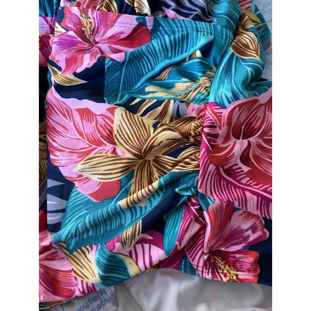 kona sol, Women's, swimsuit‎ Size 24W Floral Hawaiian Print Adjustable Strap
